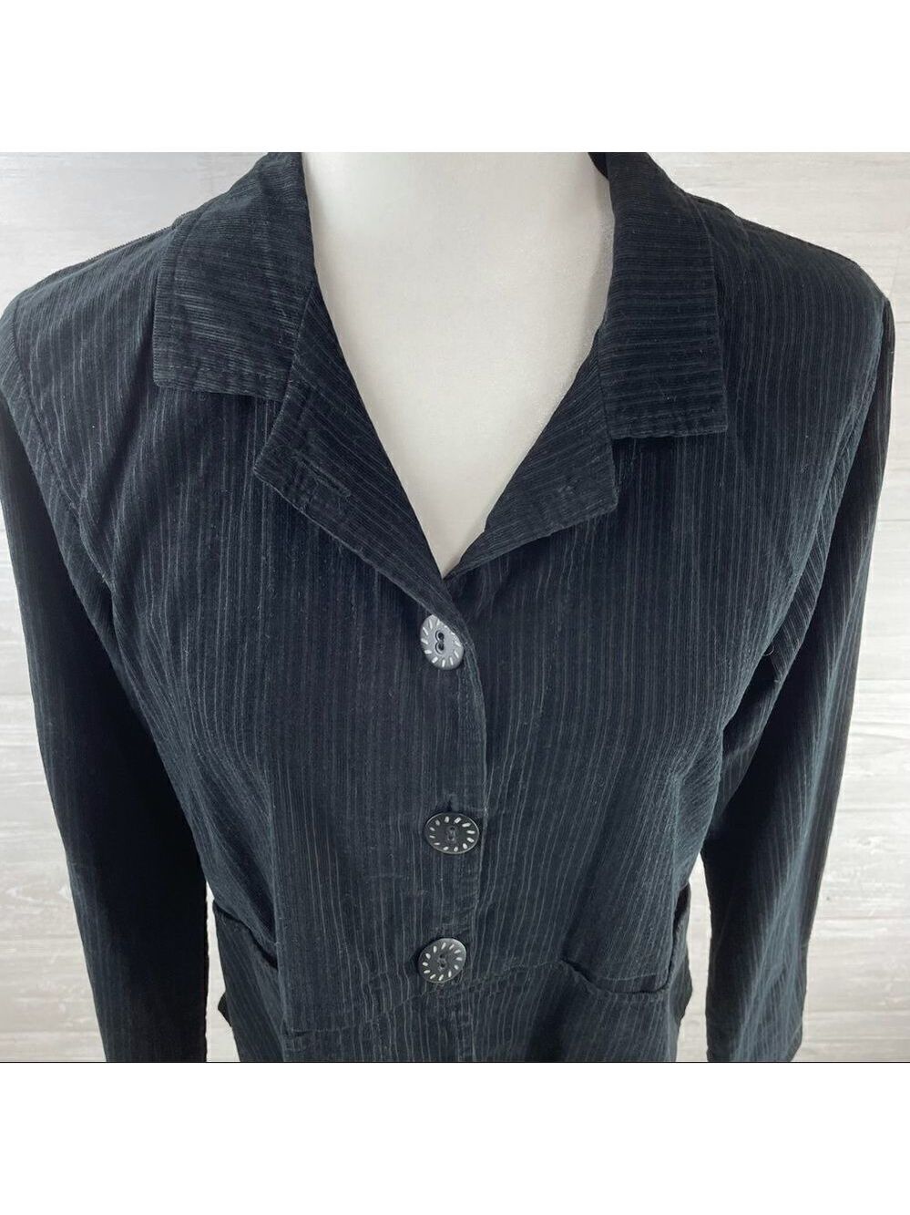 FLAX Velvet Striped Button Down Blazer Jacket - Picture 2 of 6